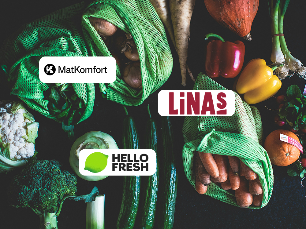 Vegetarisk matkasse med grönsaker samt Linas Matkasse, HelloFresh och Matkomfort i jämförelse. Bästa matkassen 2026.